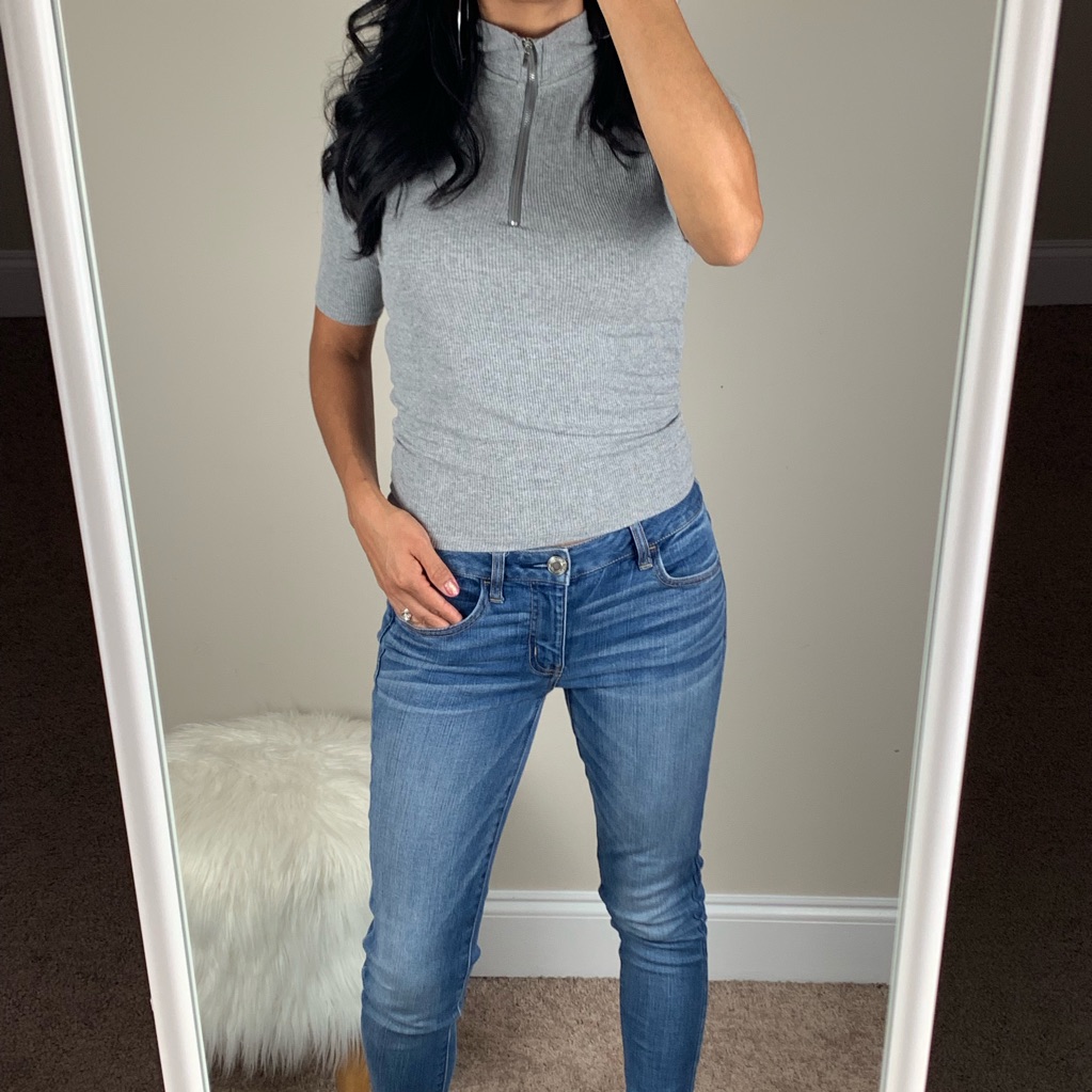 Gray Ribbed Top